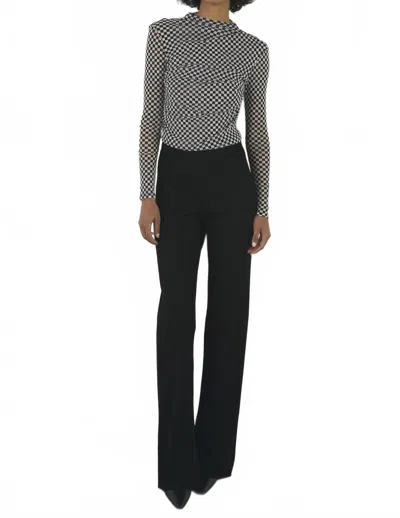 Enza Costa Mesh L/s Twist Top In Black/white Checker In Multi