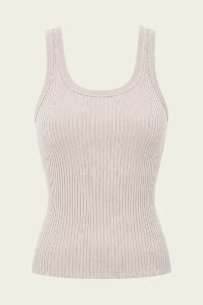 Enza Costa Military Rib Crop Tank In Flax In White