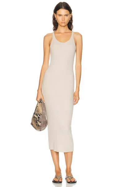 Enza Costa Military Rib Slim Tank Dress In Neutral