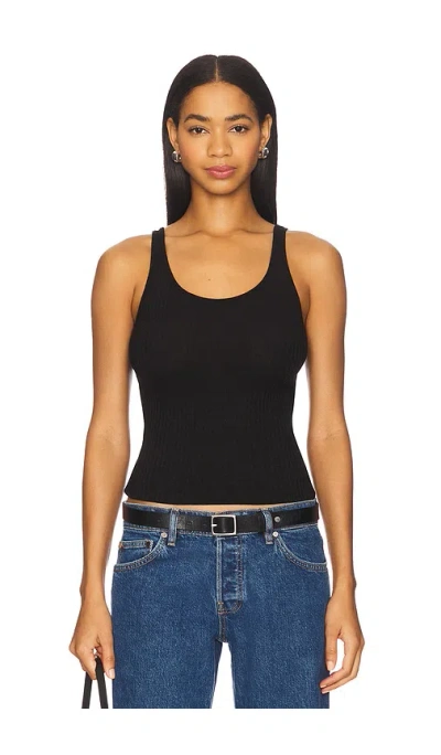Enza Costa Military Rib Slim Tank Top In Black