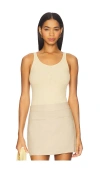 Enza Costa Military Rib Slim Tank Top In Neutral