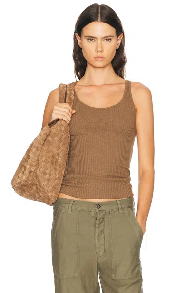 Enza Costa Military Rib Slim Tank Top In Brown
