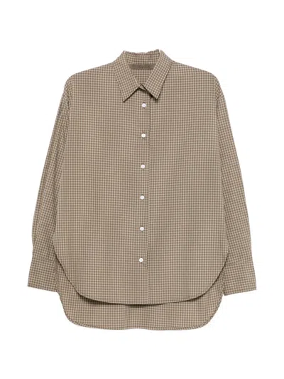 Enza Costa Mini-plaid-pattern Shirt In Brown