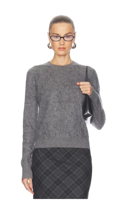 Enza Costa Mink Wash Cashmere Easy Crew Sweater In Gray