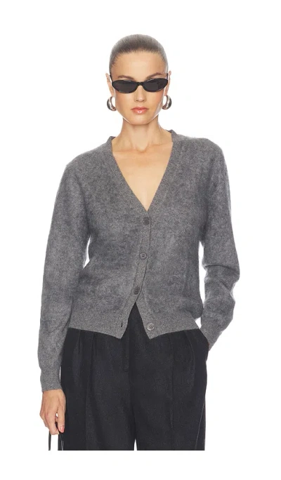Enza Costa Mink Wash Cashmere Easy Crew Sweater In Gray