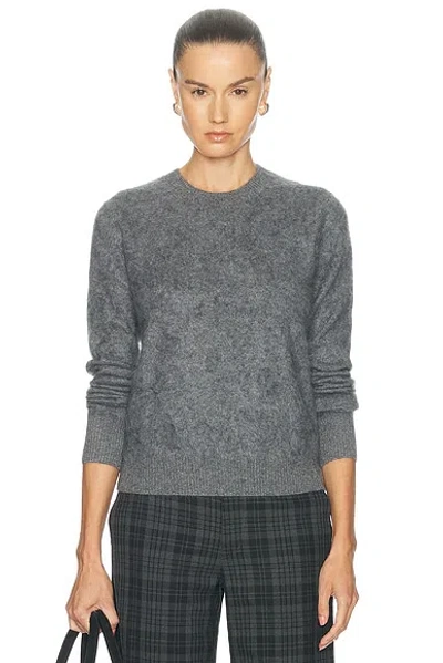 Enza Costa Mink Wash Cashmere Easy Crewneck Sweater In Gray