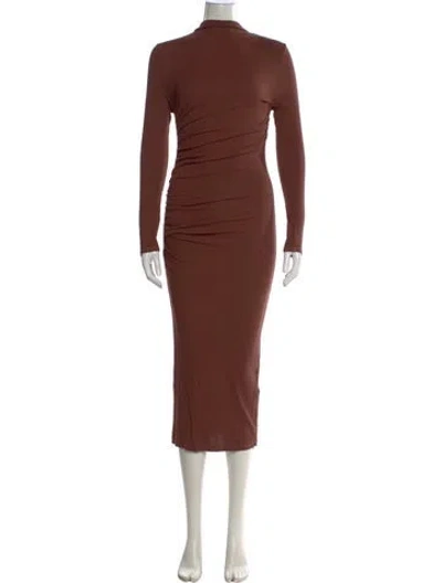 Pre-owned Enza Costa Mock Neck Long Dress In Brown
