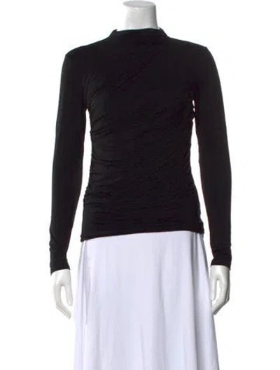 Pre-owned Enza Costa Mock Neck Long Sleeve Top In Black