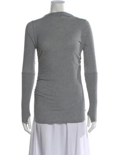 Pre-owned Enza Costa Mock Neck Long Sleeve Top In Gray