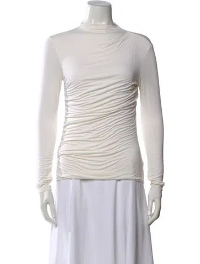 Pre-owned Enza Costa Mock Neck Long Sleeve Top In Neutral