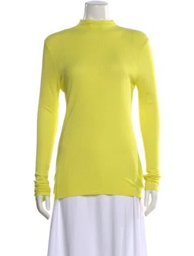 Pre-owned Enza Costa Mock Neck Long Sleeve Top W/ Tags In Yellow