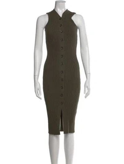 Pre-owned Enza Costa Mock Neck Midi Length Dress In Green