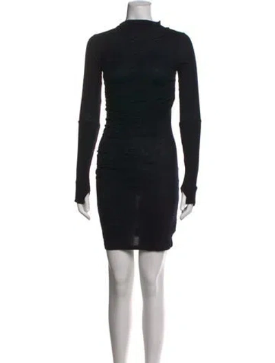 Pre-owned Enza Costa Mock Neck Mini Dress In Black
