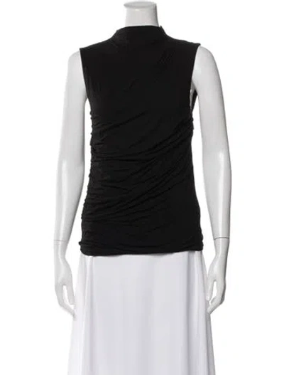 Pre-owned Enza Costa Mock Neck Sleeveless Top In Black