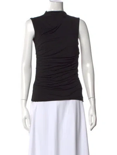 Pre-owned Enza Costa Mock Neck Sleeveless Top In Black