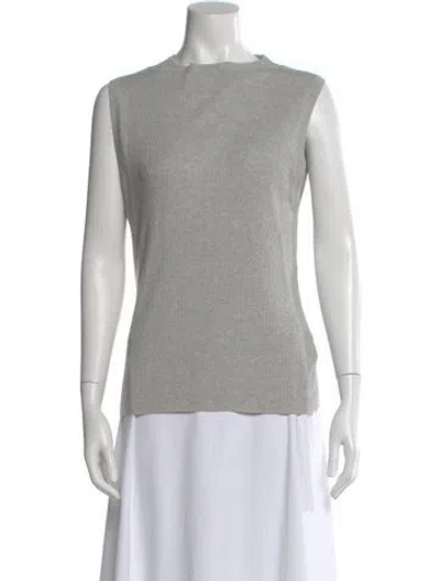 Pre-owned Enza Costa Mock Neck Sleeveless Top In Gray