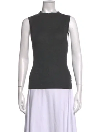 Pre-owned Enza Costa Mock Neck Sleeveless Top In Grey