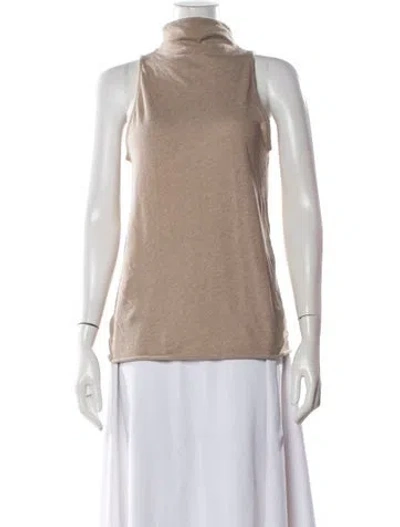 Pre-owned Enza Costa Mock Neck Sleeveless Top In Neutral