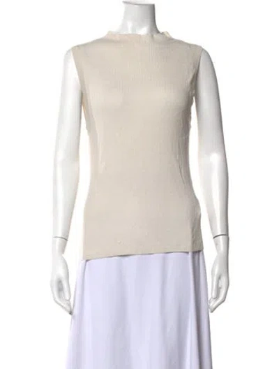 Pre-owned Enza Costa Mock Neck Sleeveless Top In Neutrals