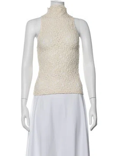 Pre-owned Enza Costa Mock Neck Sleeveless Top In Neutrals