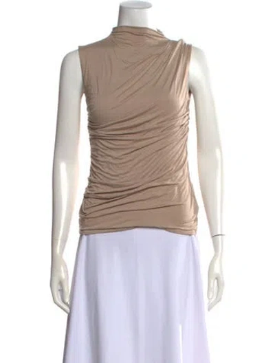 Pre-owned Enza Costa Mock Neck Sleeveless Top In Neutrals