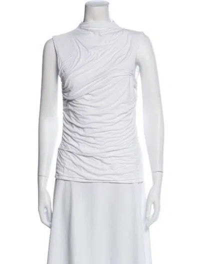 Pre-owned Enza Costa Mock Neck Sleeveless Top In White