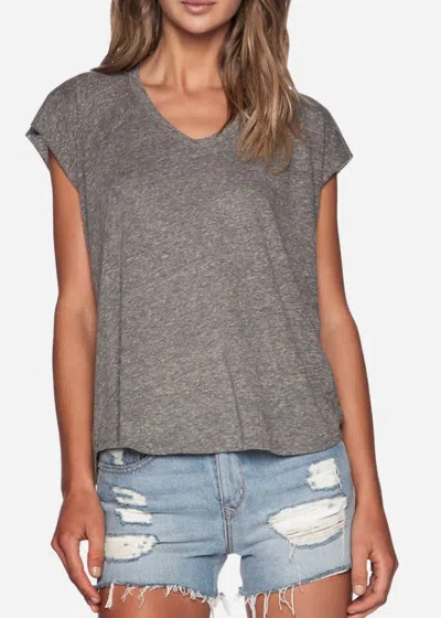 Enza Costa Mock Twist Jersey Sleeveless Cropped V In Heather Grey In Gray