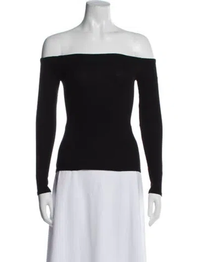 Pre-owned Enza Costa Off-the-shoulder Long Sleeve Top In Black