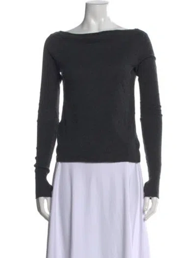 Pre-owned Enza Costa Off-the-shoulder Long Sleeve Top In Brown