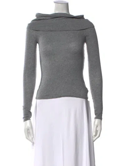 Pre-owned Enza Costa Off-the-shoulder Long Sleeve Top In Gray