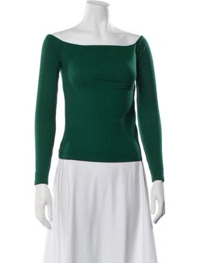 Pre-owned Enza Costa Off-the-shoulder Long Sleeve Top In Green