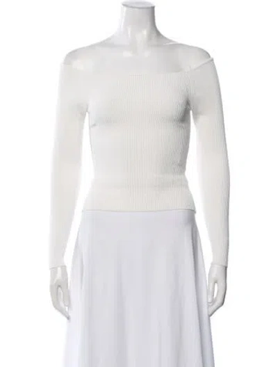 Pre-owned Enza Costa Off-the-shoulder Long Sleeve Top In White