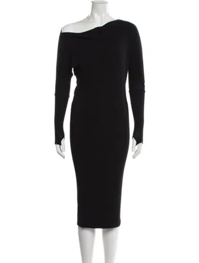 Pre-owned Enza Costa Off-the-shoulder Midi Length Dress In Black