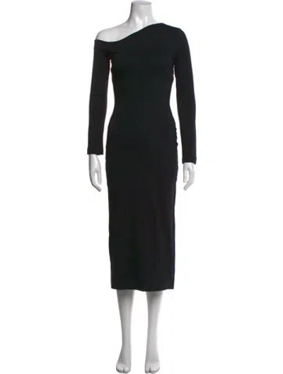 Pre-owned Enza Costa Off-the-shoulder Midi Length Dress In Black
