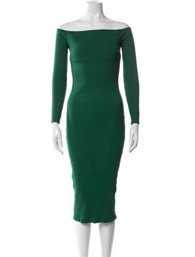 Pre-owned Enza Costa Off-the-shoulder Midi Length Dress In Green