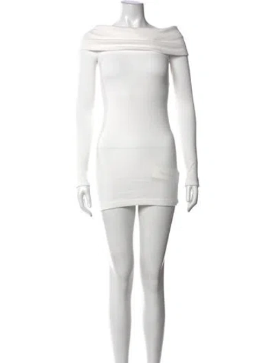 Pre-owned Enza Costa Off-the-shoulder Mini Dress In White