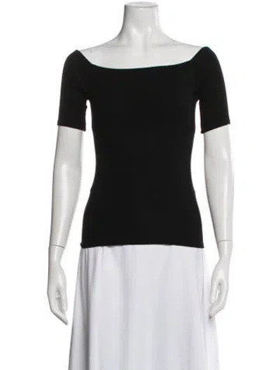 Pre-owned Enza Costa Off-the-shoulder Short Sleeve Top In Black