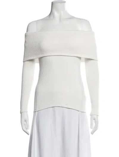 Pre-owned Enza Costa Off-the-shoulder Sweater In White