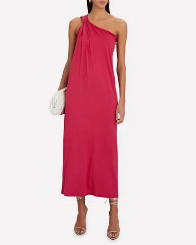 Enza Costa One-shoulder Maxi Dress In Fuschia Pink In Red