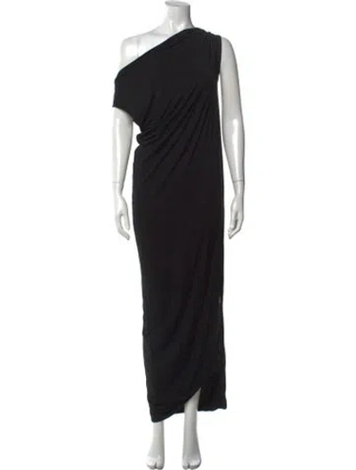 Pre-owned Enza Costa One-shoulder Long Dress In Black