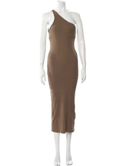 Pre-owned Enza Costa One-shoulder Long Dress In Brown
