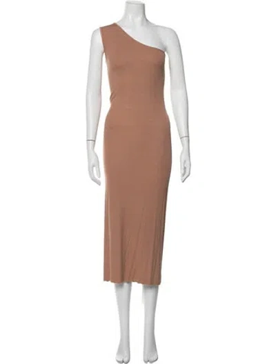 Pre-owned Enza Costa One-shoulder Long Dress In Brown