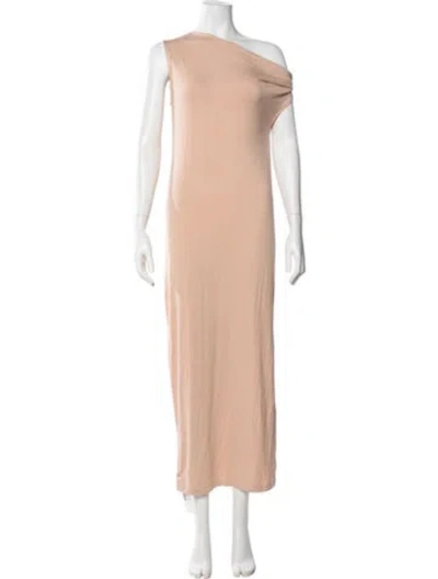 Pre-owned Enza Costa One-shoulder Long Dress In Neutral