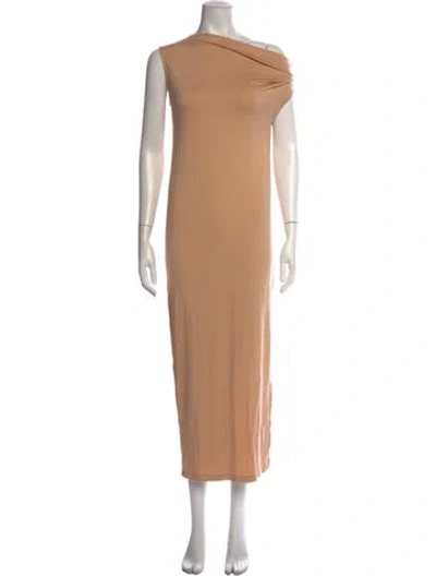 Pre-owned Enza Costa One-shoulder Long Dress In Neutrals