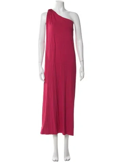 Pre-owned Enza Costa One-shoulder Long Dress In Pink