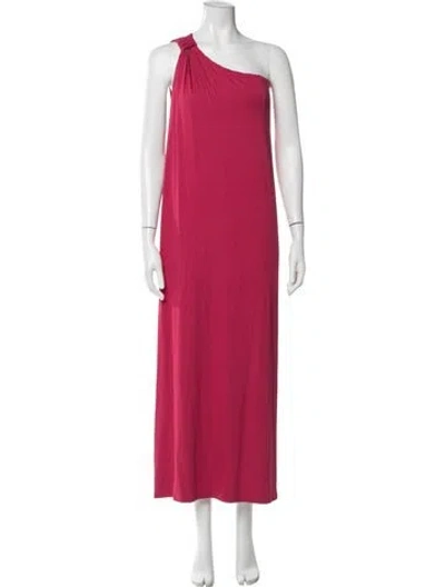 Pre-owned Enza Costa One-shoulder Long Dress In Pink