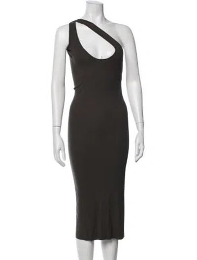 Pre-owned Enza Costa One-shoulder Midi Length Dress In Green