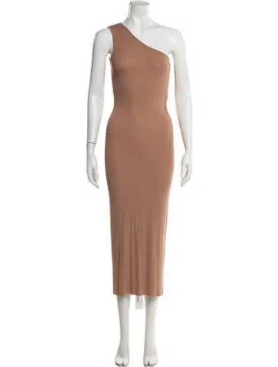 Pre-owned Enza Costa One-shoulder Midi Length Dress In Neutrals