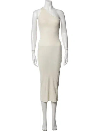 Pre-owned Enza Costa One-shoulder Midi Length Dress In Neutrals