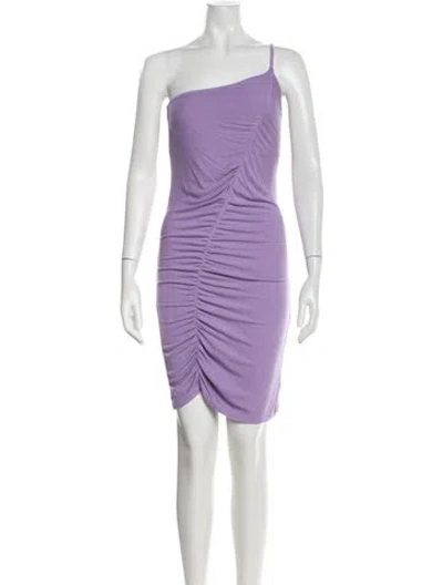 Pre-owned Enza Costa One-shoulder Mini Dress In Purple
